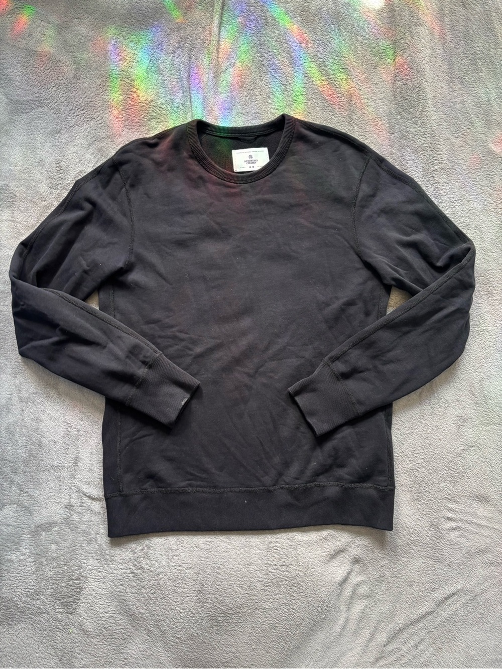 Reigning Champ Crew Neck Sweatshirt Mens Size Medium Solid Black Made In Canada
